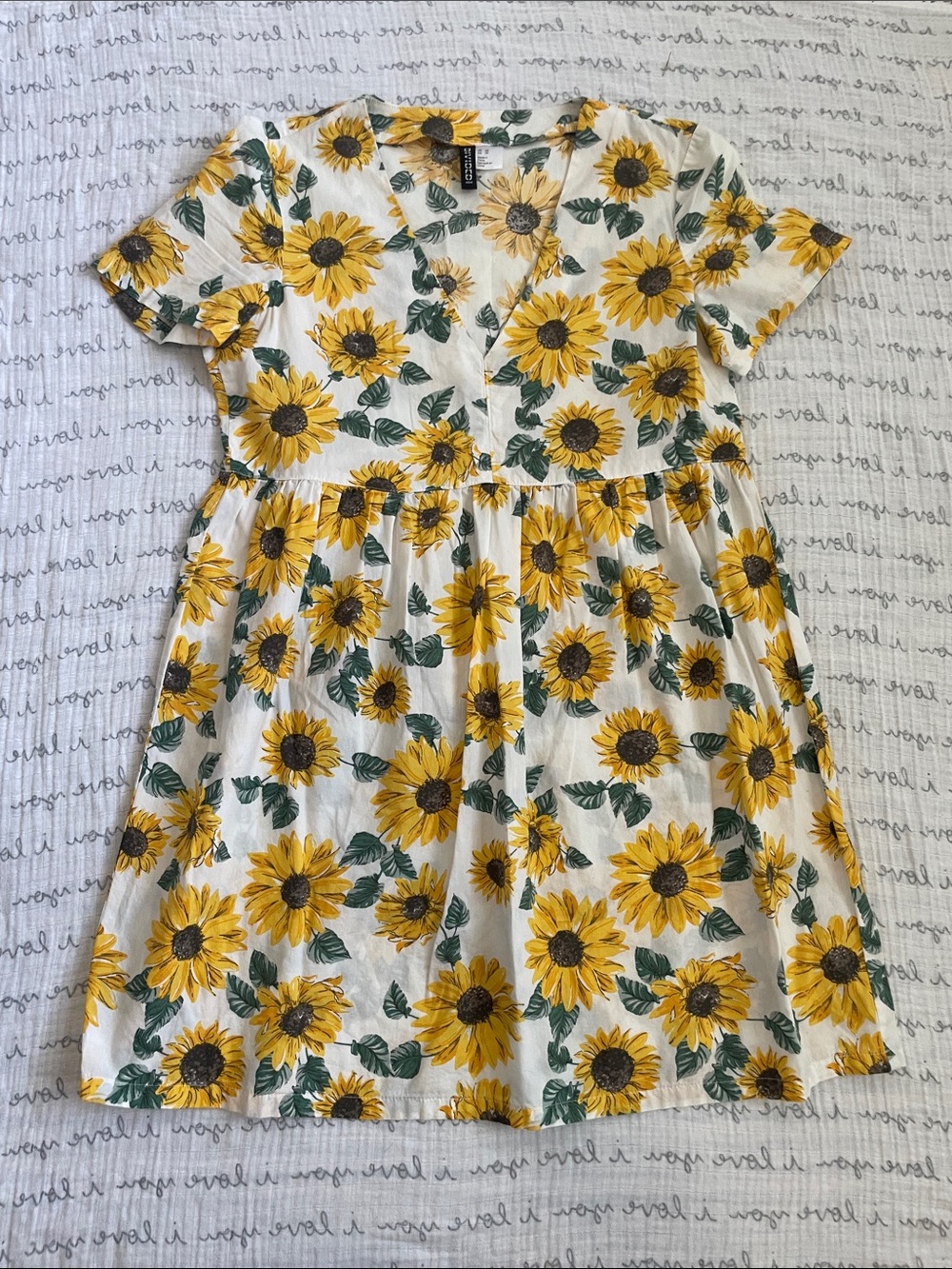 H&M Divided Sunflower Print V-Neck Dress